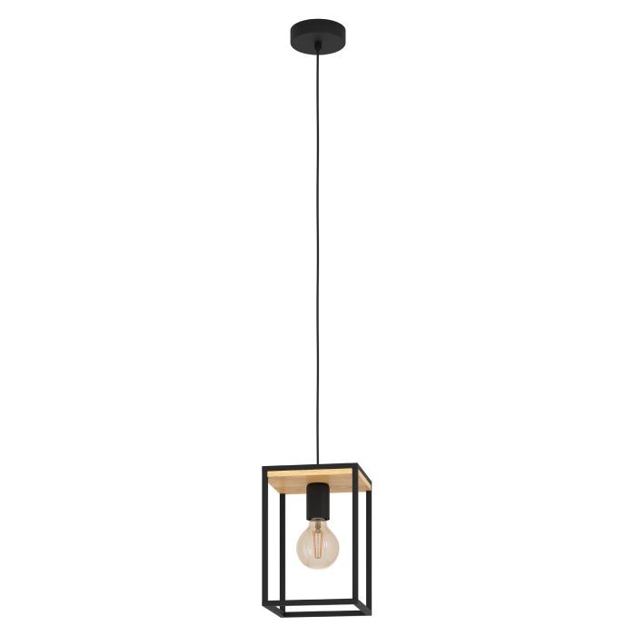Eglo Canada - 99795A - One Light Pendant - Libertad - Structured Black & Natural Wood