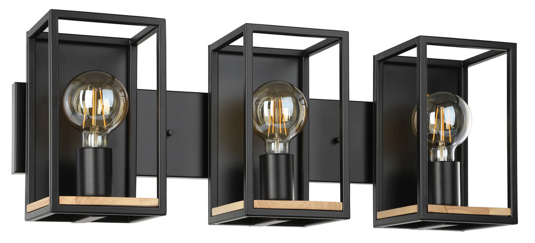 Libertad Three Light Bath/Vanity in Black & Natural Wood - available from The Lighting Shoppe, trusted by Canadian homeowners