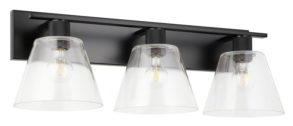 Copley Three Light Bath/Vanity in Matte Black - available from The Lighting Shoppe, trusted by Canadian homeowners