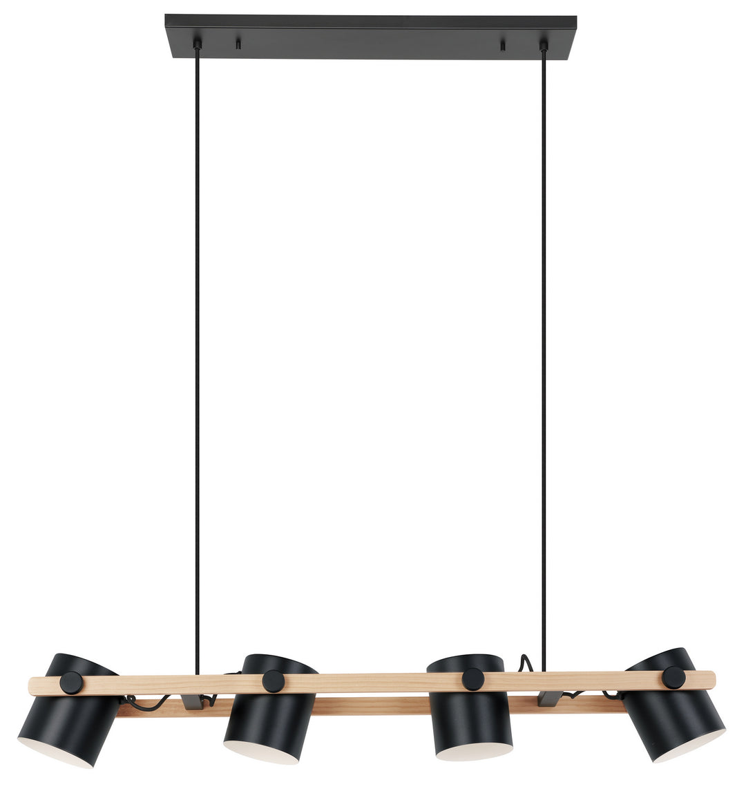 Hornwood Four Light Linear Pendant in Black & Natural Wood - available from The Lighting Shoppe, trusted by Canadian homeowners