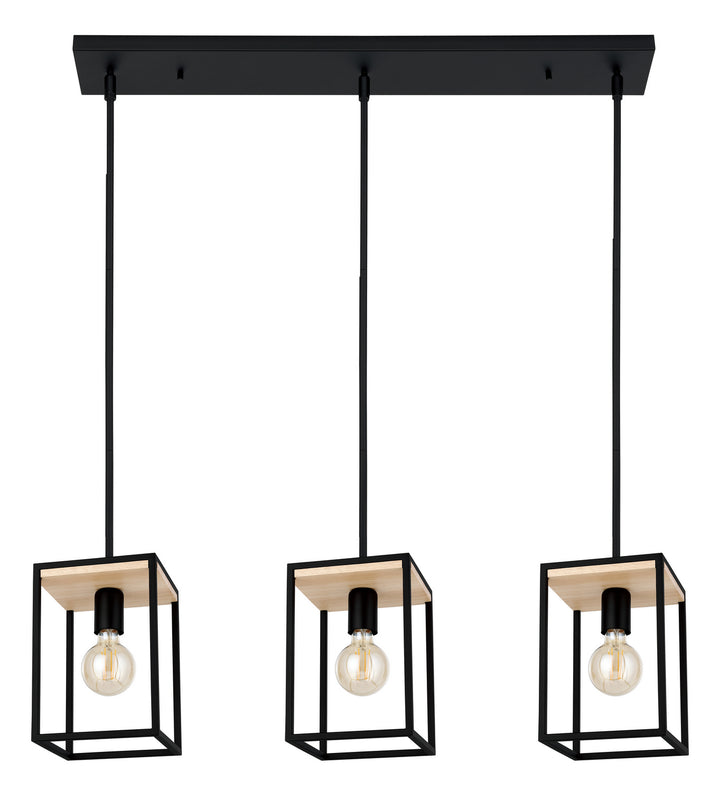 Libertad One Light Pendant in Structured Black & Natural Wood - available from The Lighting Shoppe, trusted by Canadian homeowners