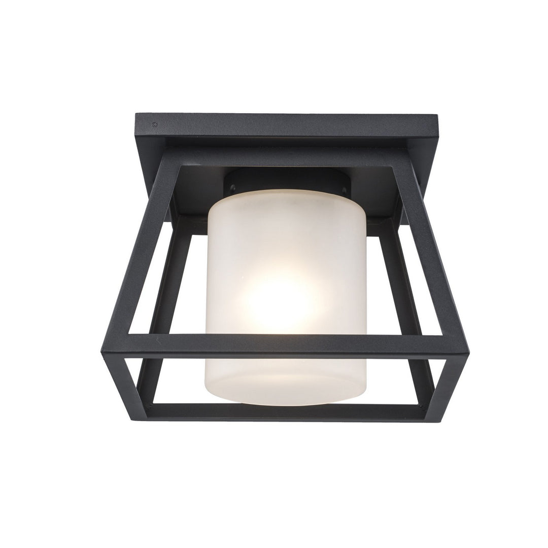 Kingsbury One Light Outdoor Flush Mount in Black - available from The Lighting Shoppe, trusted by Canadian homeowners