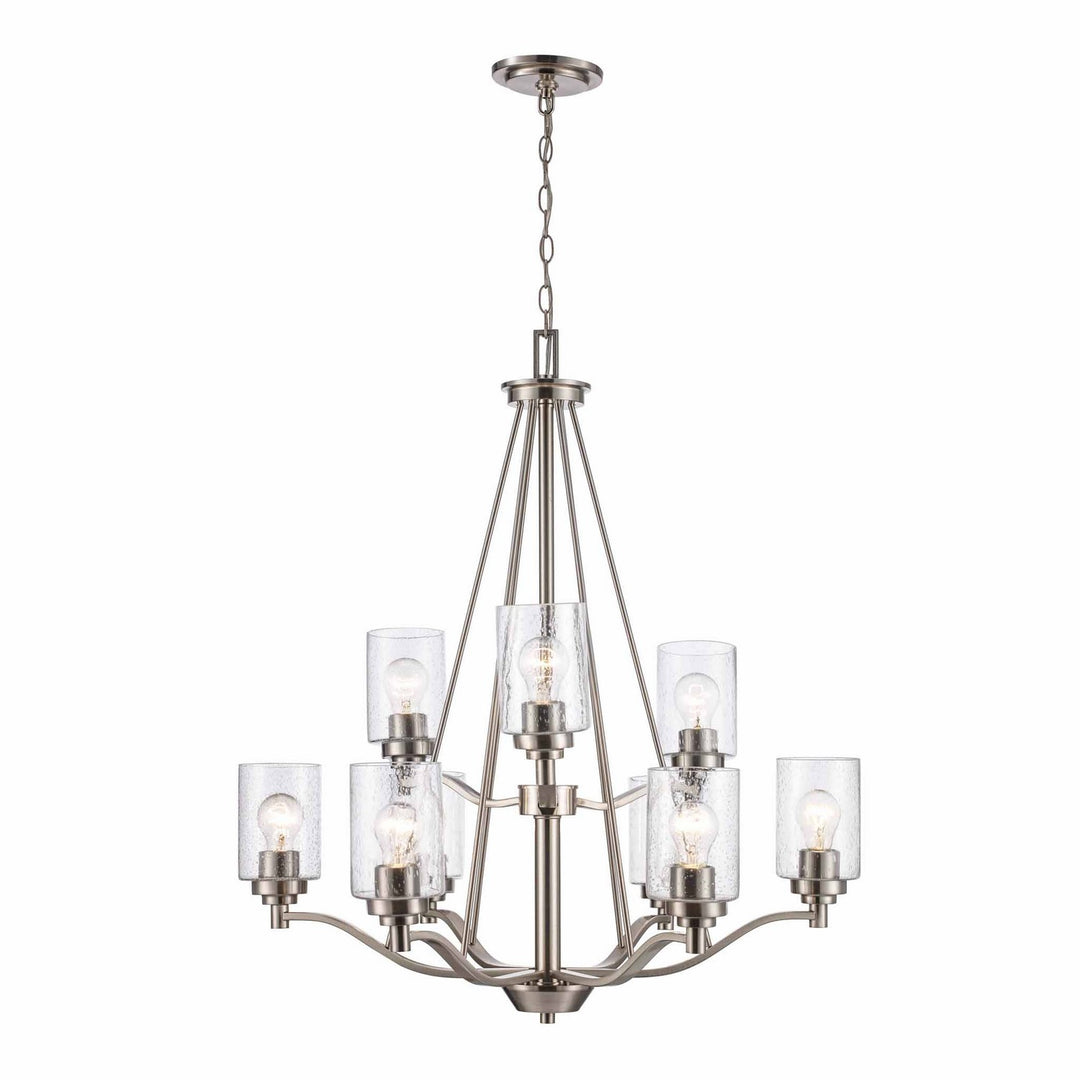 Mod Pod Nine Light Chandelier in Brushed Nickel - available from The Lighting Shoppe, trusted by Canadian homeowners