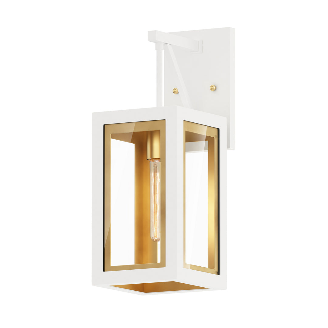 Neoclass One Light Outdoor Wall Sconce in White/Gold - available from The Lighting Shoppe, trusted by Canadian homeowners