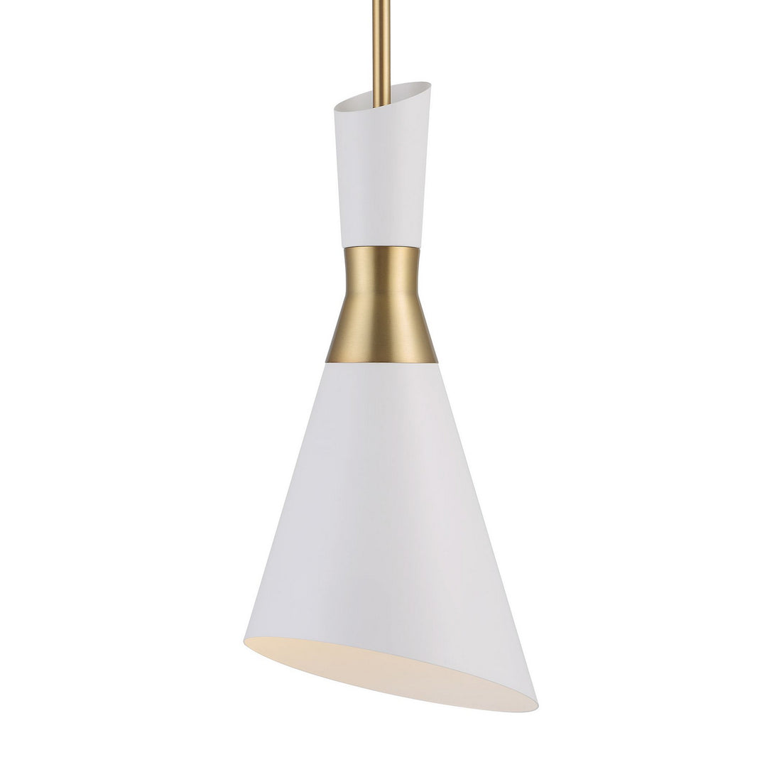 Eames One Light Mini Pendant in Antique Brass & White - available from The Lighting Shoppe, trusted by Canadian homeowners