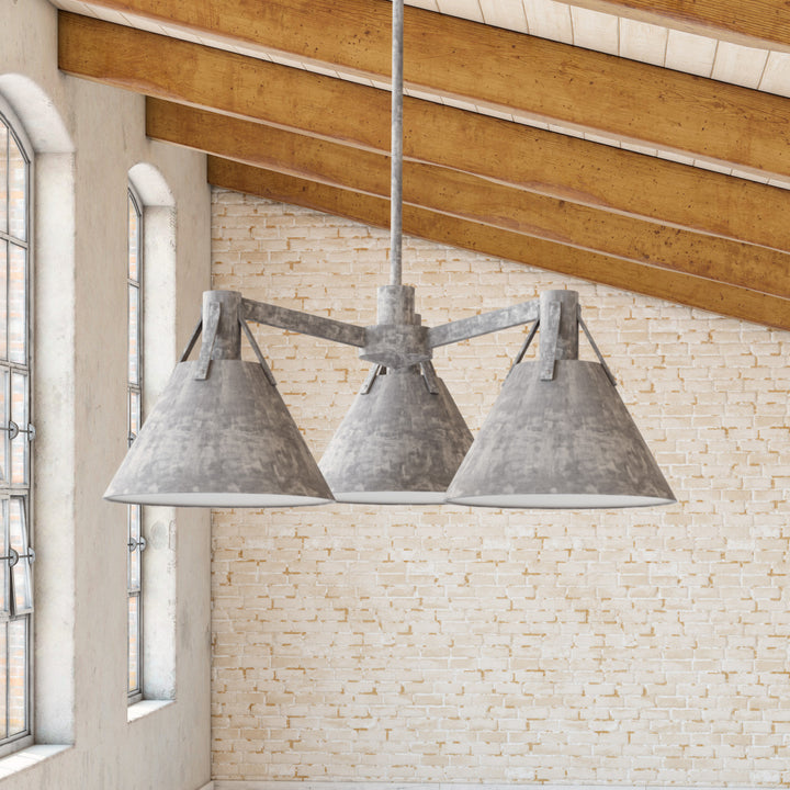 Alora Canada - CH584525SL - Three Light Chandelier - Archer - Steel Shade