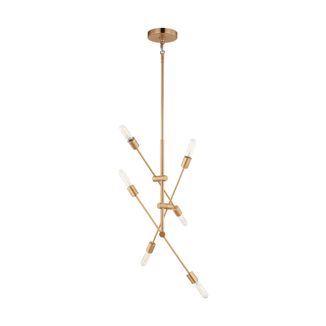 Axis Six Light Chandelier in Satin Brass - available from The Lighting Shoppe, trusted by Canadian homeowners