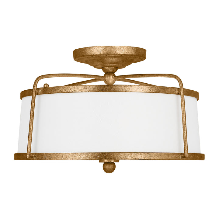 Stonington Two Light Semi-Flush Mount in Antique Gild - available from The Lighting Shoppe, trusted by Canadian homeowners