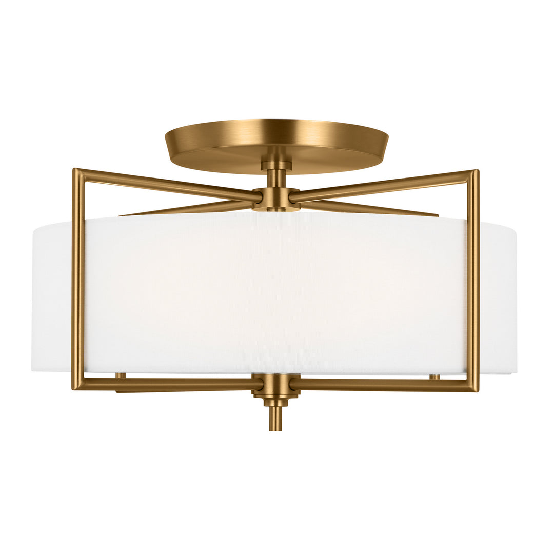 Perno Three Light Semi-Flush Mount in Burnished Brass - available from The Lighting Shoppe, trusted by Canadian homeowners
