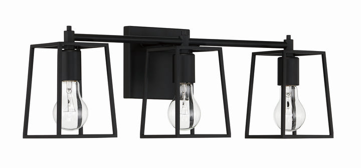 Dunn Three Light Vanity in Flat Black - available from The Lighting Shoppe, trusted by Canadian homeowners