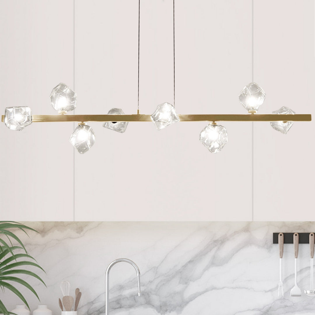 Dainolite Canada - PRN-548HP-AGB - Eight Light Pendant - Pearlene - Aged Brass