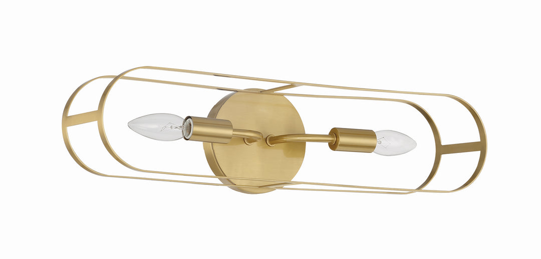 Mindful Two Light Vanity in Satin Brass - available from The Lighting Shoppe, trusted by Canadian homeowners