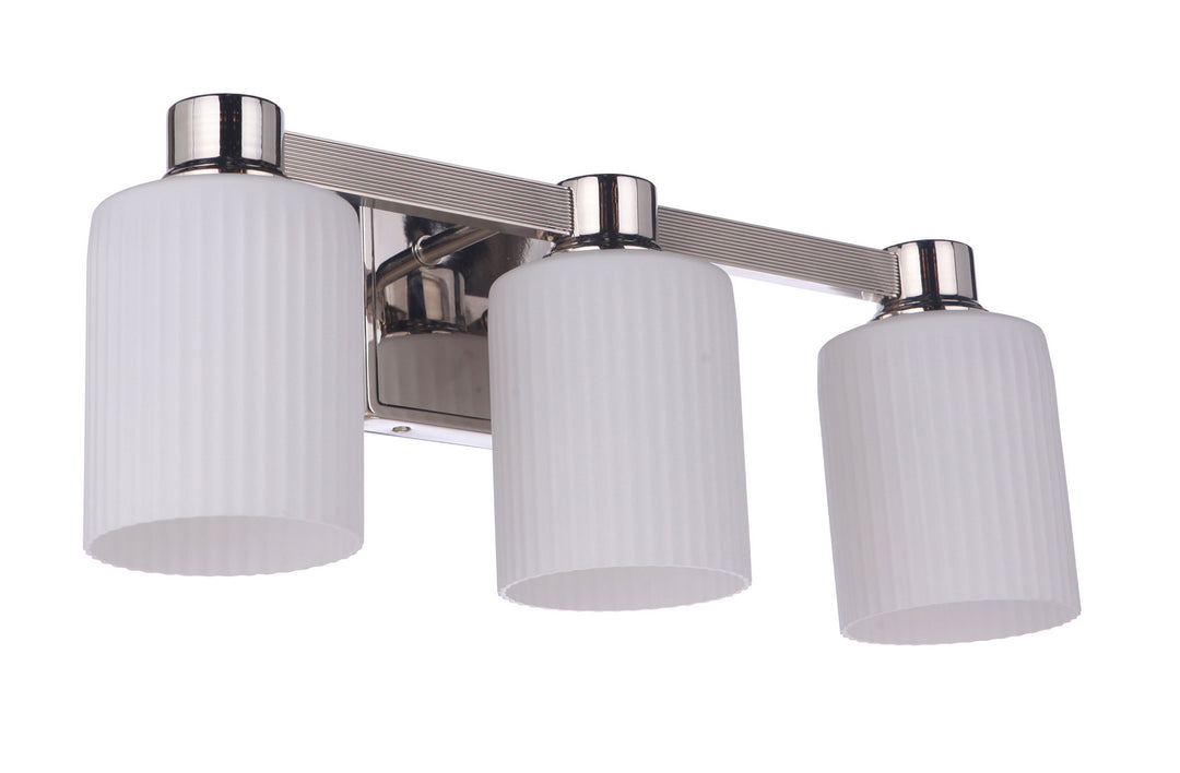 Bretton Three Light Vanity in Polished Nickel - available from The Lighting Shoppe, trusted by Canadian homeowners
