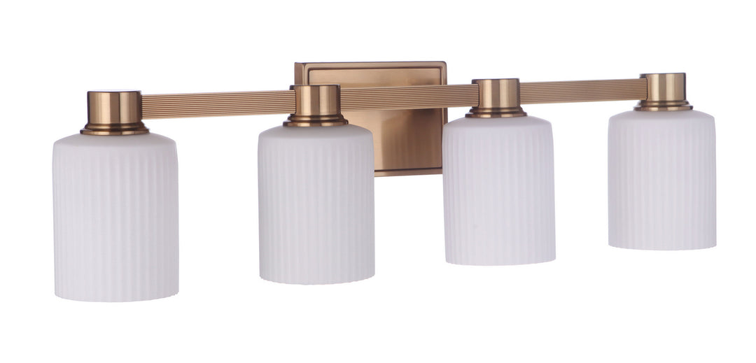 Bretton Four Light Vanity in Satin Brass - available from The Lighting Shoppe, trusted by Canadian homeowners