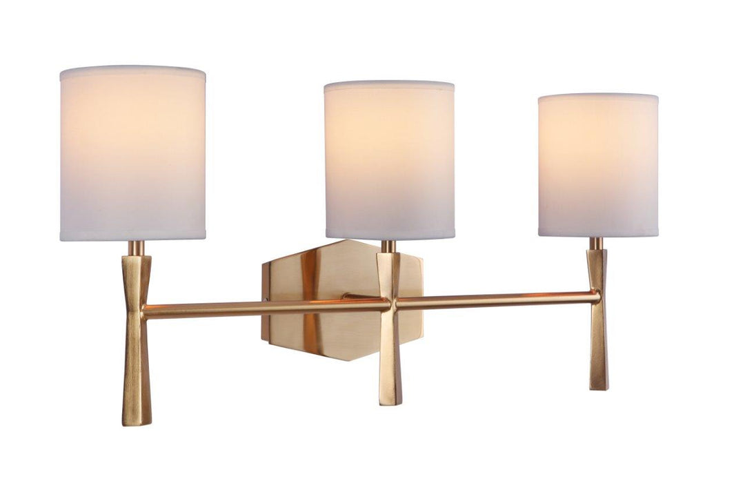 Chatham Three Light Vanity in Satin Brass - available from The Lighting Shoppe, trusted by Canadian homeowners