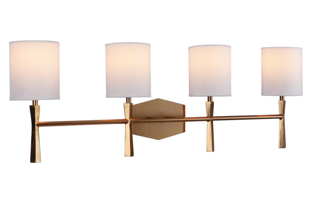 Chatham Four Light Vanity in Satin Brass - available from The Lighting Shoppe, trusted by Canadian homeowners