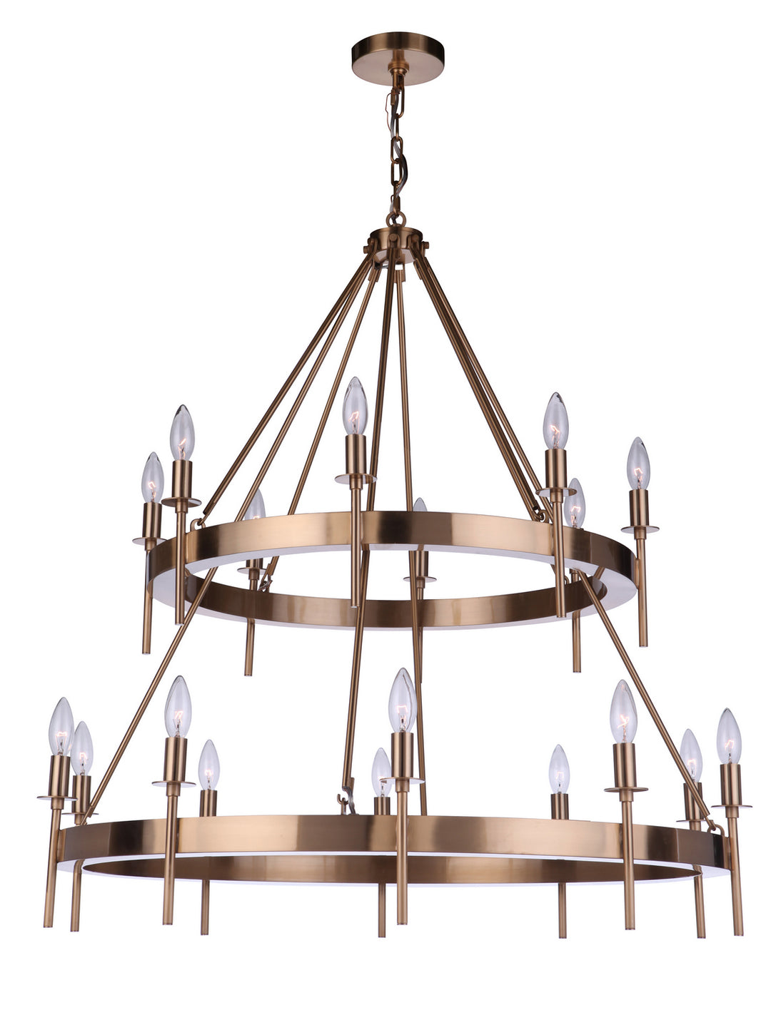 Larrson 18 Light Chandelier in Satin Brass - available from The Lighting Shoppe, trusted by Canadian homeowners