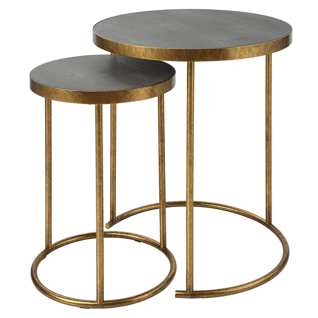 Aragon Nesting Tables, S/2 in Antique Burnished Brass - available from The Lighting Shoppe, trusted by Canadian homeowners
