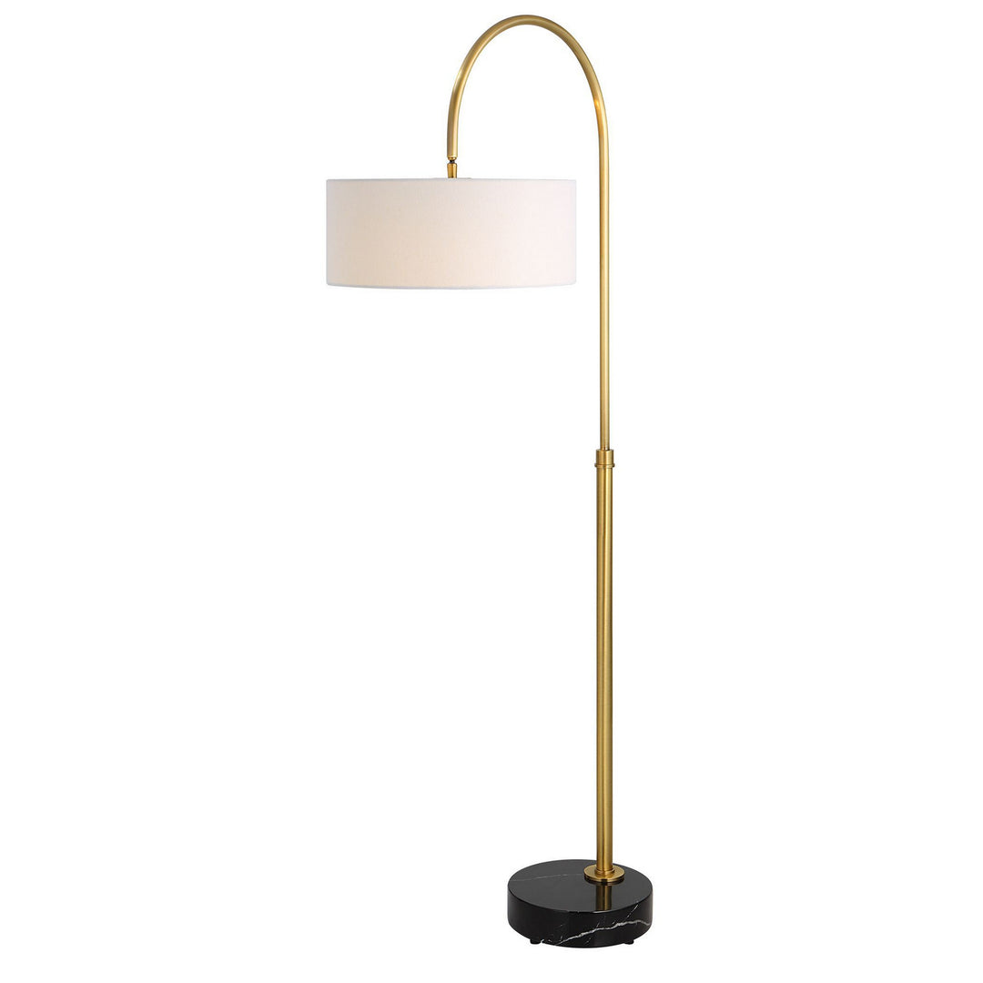 Huxford One Light Floor Lamp in Antique Brushed Brass - available from The Lighting Shoppe, trusted by Canadian homeowners