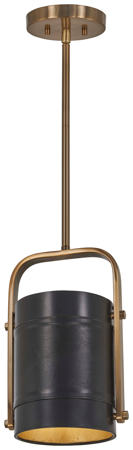 Contrast One Light Mini Pendant in Black Leather on outside - available from The Lighting Shoppe, trusted by Canadian homeowners