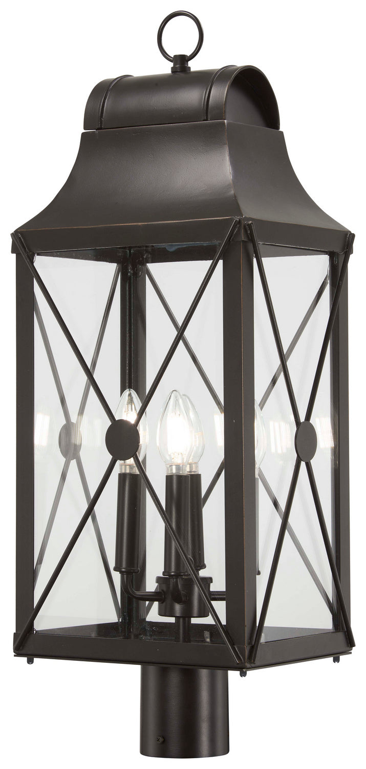 De Luz Four Light Outdoor Post Mount in Oil Rubbed Bronze w/Gold Highlights - available from The Lighting Shoppe, trusted by Canadian homeowners