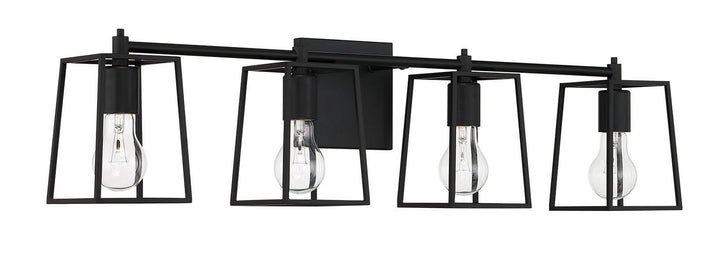 Dunn Four Light Vanity in Flat Black - available from The Lighting Shoppe, trusted by Canadian homeowners