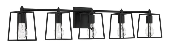 Dunn Five Light Vanity in Flat Black - available from The Lighting Shoppe, trusted by Canadian homeowners