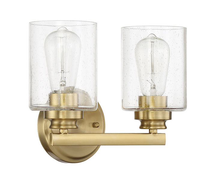 Bolden Two Light Vanity in Satin Brass - available from The Lighting Shoppe, trusted by Canadian homeowners