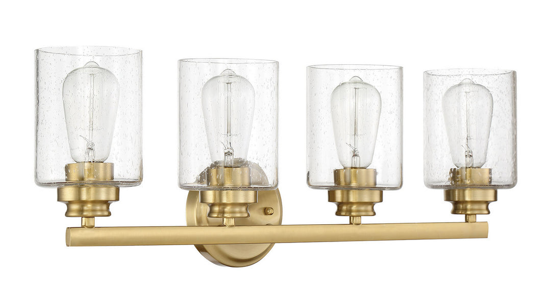 Bolden Four Light Vanity in Satin Brass - available from The Lighting Shoppe, trusted by Canadian homeowners