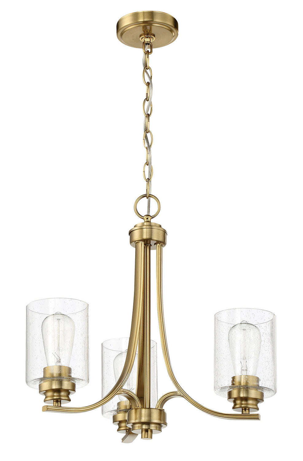 Bolden Three Light Chandelier in Satin Brass - available from The Lighting Shoppe, trusted by Canadian homeowners