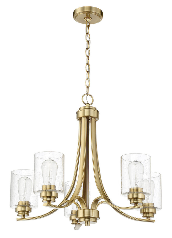 Bolden Five Light Chandelier in Satin Brass - available from The Lighting Shoppe, trusted by Canadian homeowners