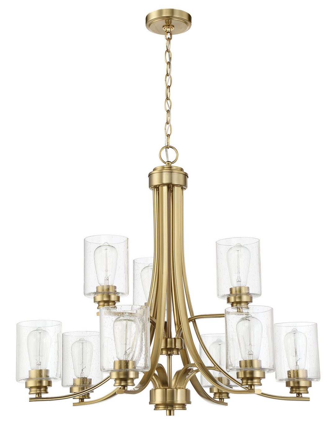Bolden Nine Light Chandelier in Satin Brass - available from The Lighting Shoppe, trusted by Canadian homeowners