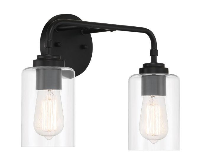 Stowe Two Light Vanity in Flat Black - available from The Lighting Shoppe, trusted by Canadian homeowners