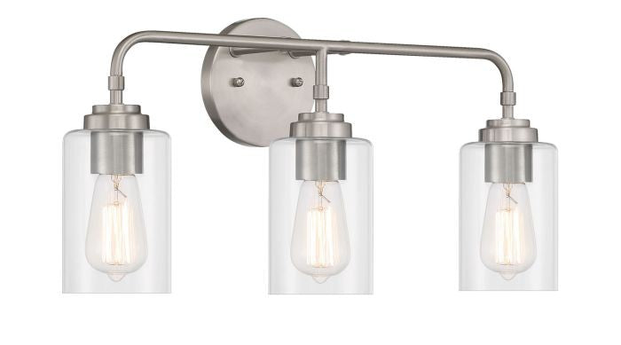 Stowe Three Light Vanity in Brushed Polished Nickel - available from The Lighting Shoppe, trusted by Canadian homeowners