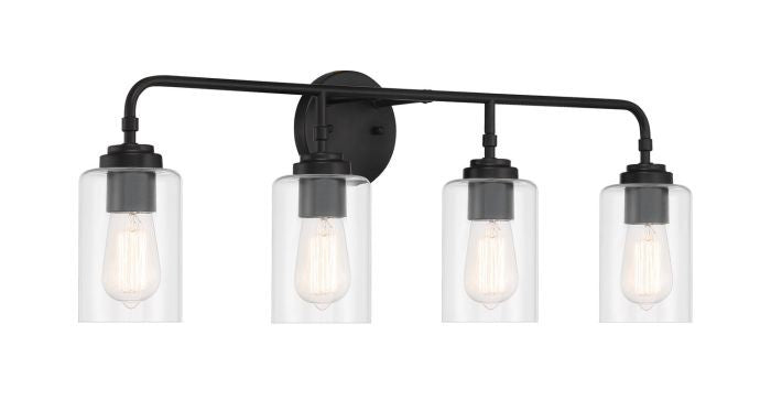 Stowe Four Light Vanity in Flat Black - available from The Lighting Shoppe, trusted by Canadian homeowners