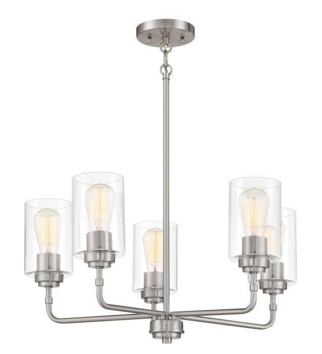 Stowe Five Light Chandelier in Brushed Polished Nickel - available from The Lighting Shoppe, trusted by Canadian homeowners
