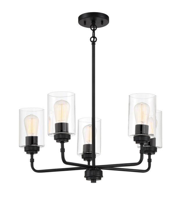 Stowe Five Light Chandelier in Flat Black - available from The Lighting Shoppe, trusted by Canadian homeowners