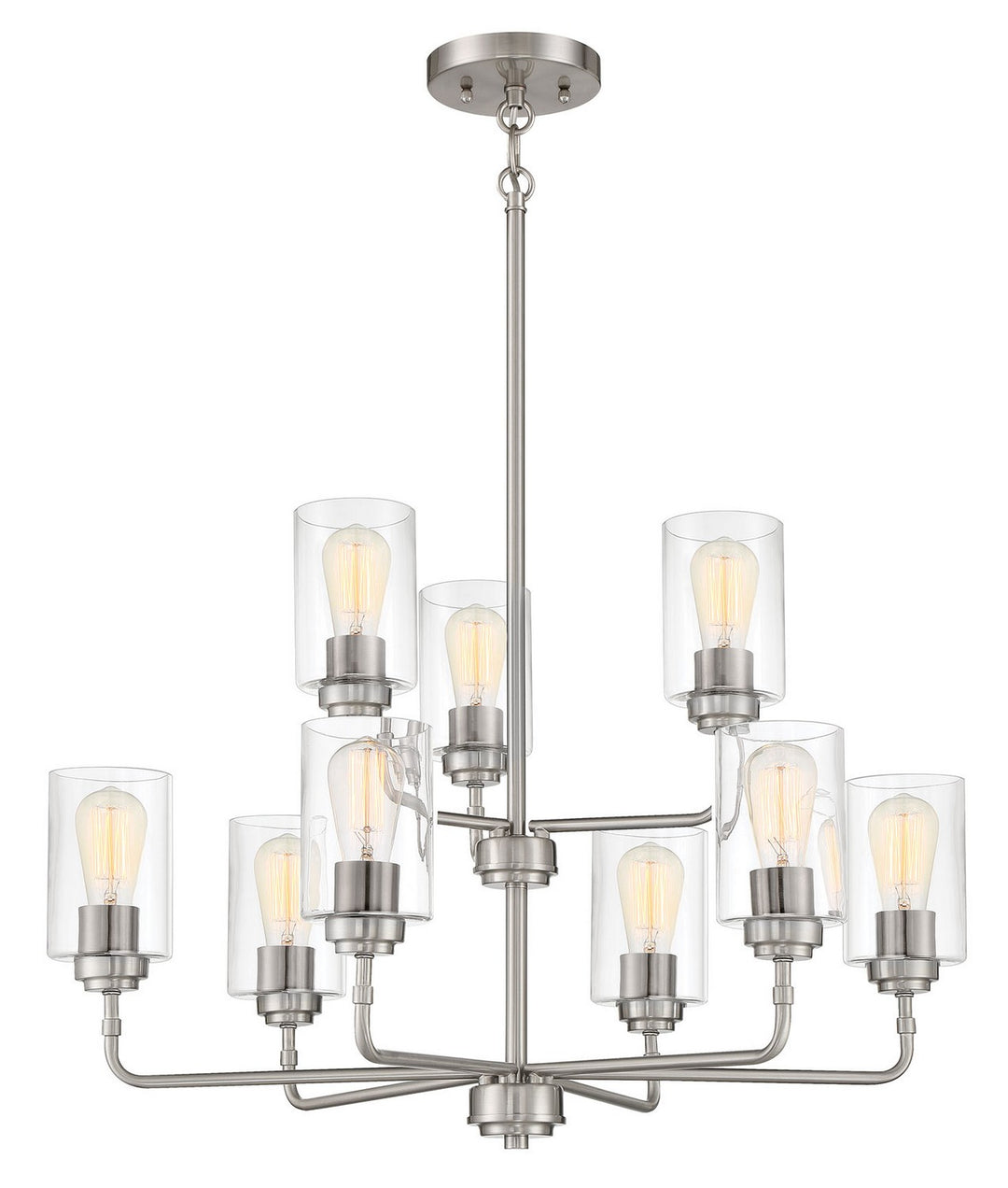 Stowe Nine Light Chandelier in Brushed Polished Nickel - available from The Lighting Shoppe, trusted by Canadian homeowners