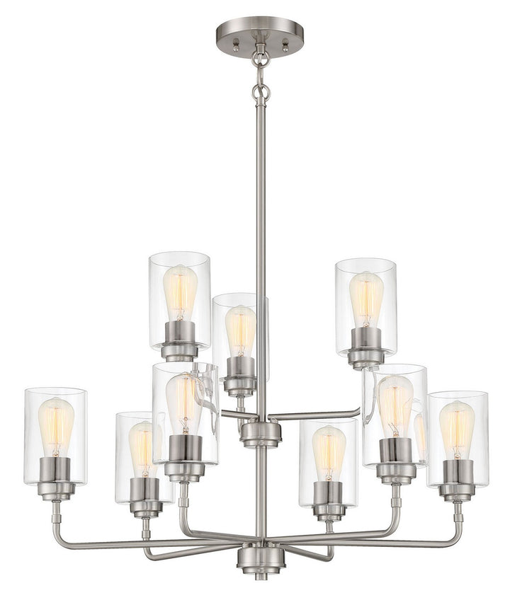 Stowe Nine Light Chandelier in Brushed Polished Nickel - available from The Lighting Shoppe, trusted by Canadian homeowners