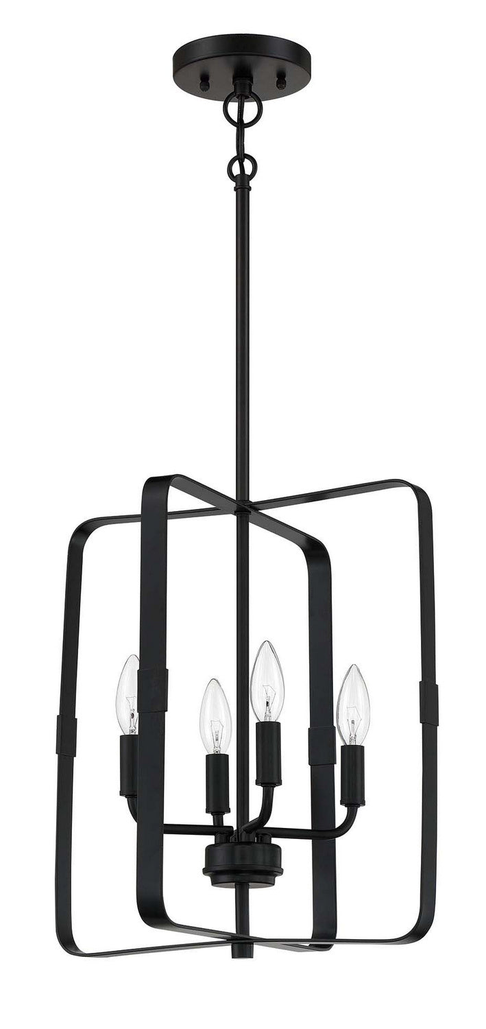 Stowe Four Light Foyer Pendant in Flat Black - available from The Lighting Shoppe, trusted by Canadian homeowners