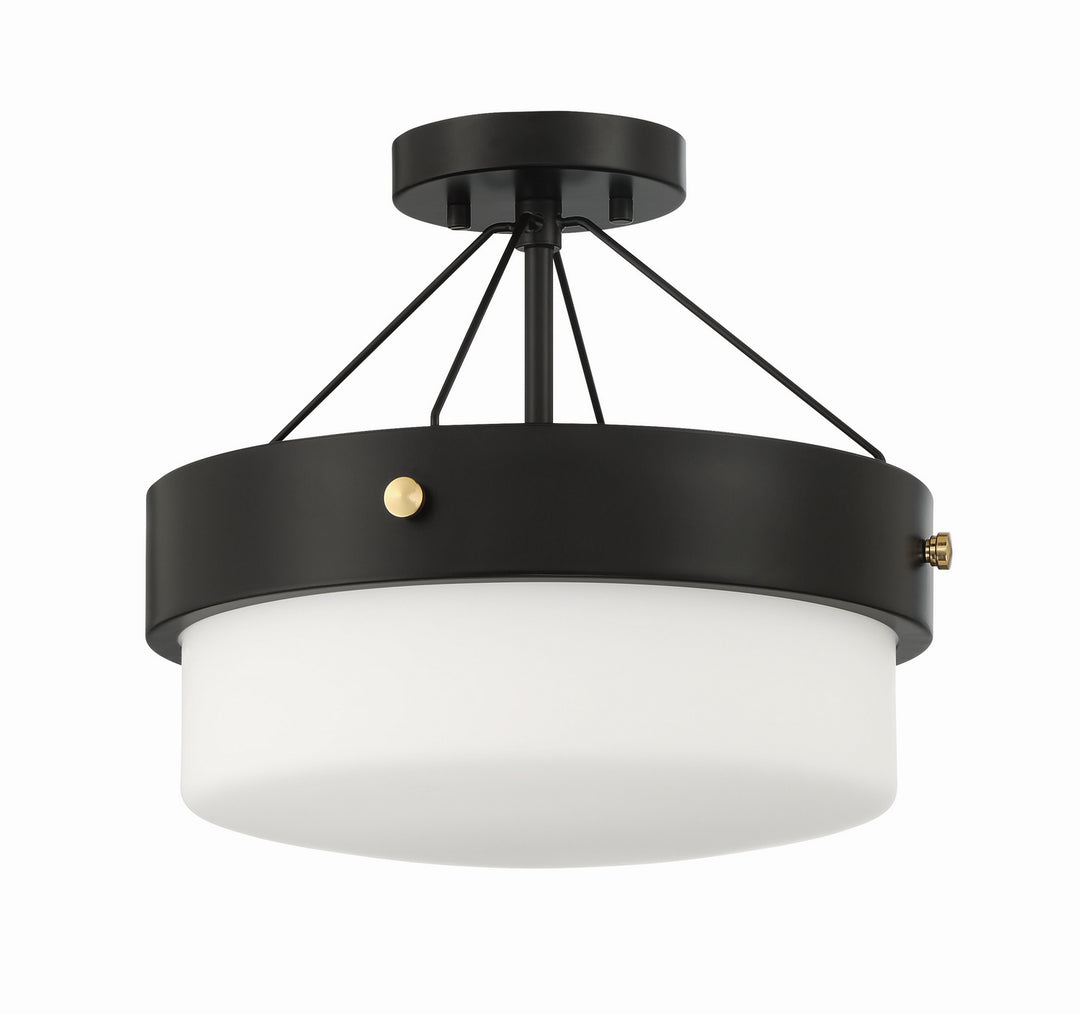 Oak Street Two Light Flushmount in Flat Black - available from The Lighting Shoppe, trusted by Canadian homeowners