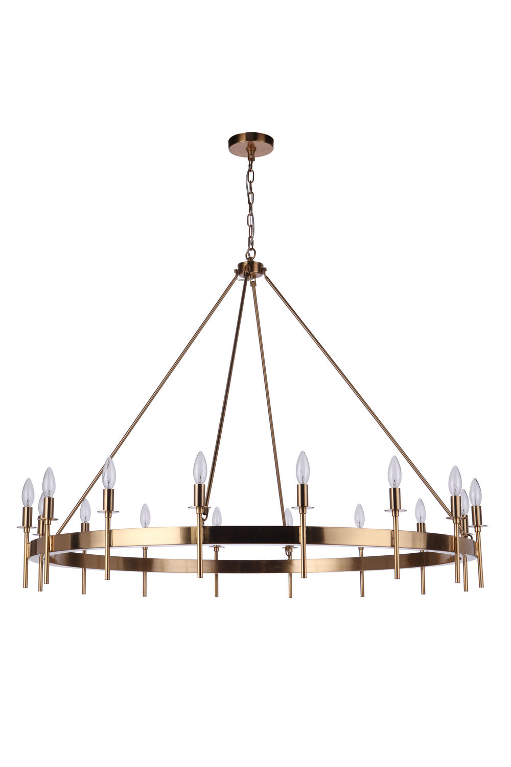 Larrson 16 Light Chandelier in Satin Brass - available from The Lighting Shoppe, trusted by Canadian homeowners
