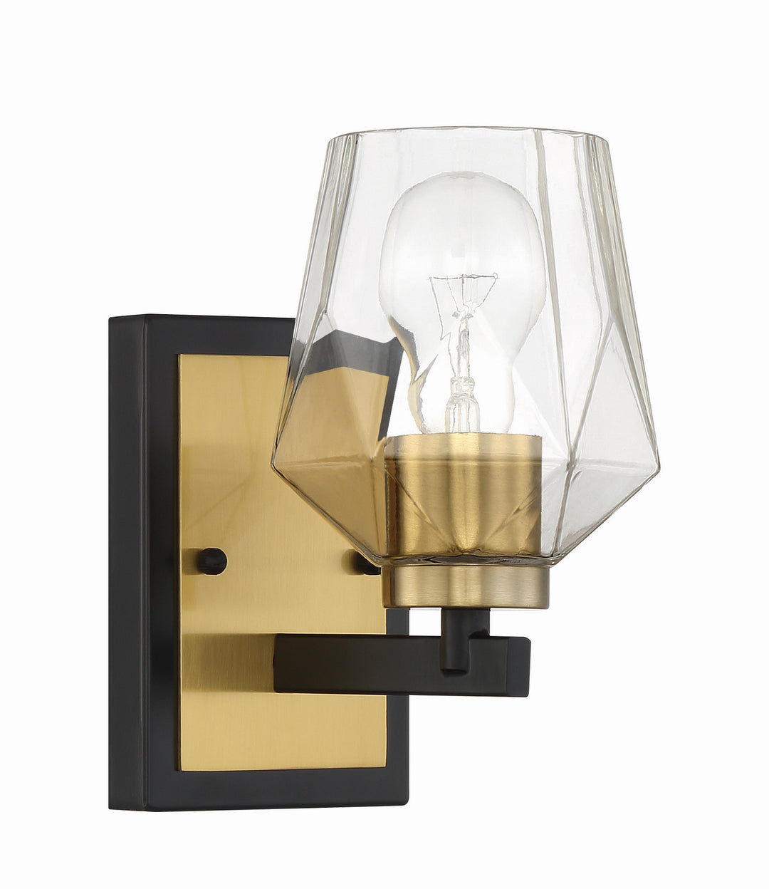Avante Grand One Light Wall Sconce in Flat Black/Satin Brass - available from The Lighting Shoppe, trusted by Canadian homeowners