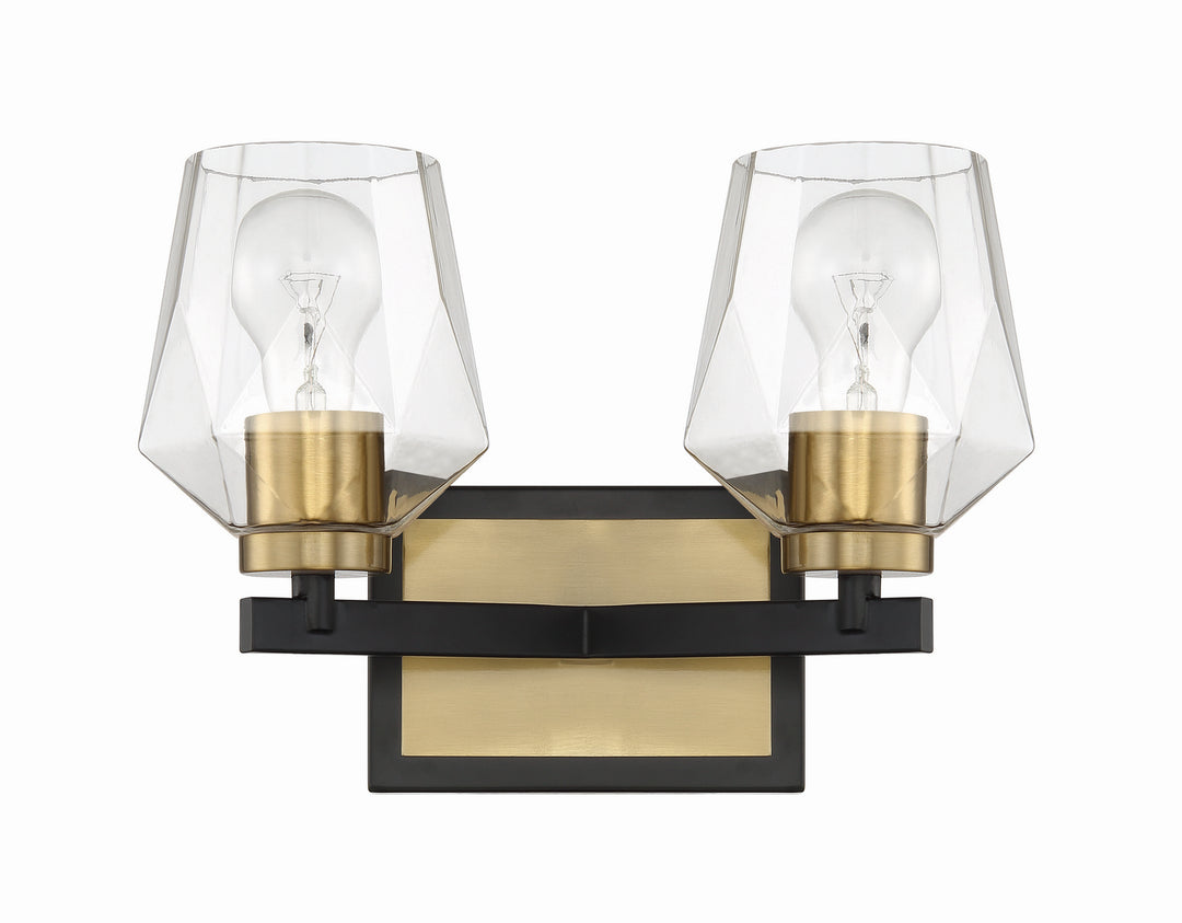 Avante Grand Two Light Vanity in Flat Black/Satin Brass - available from The Lighting Shoppe, trusted by Canadian homeowners