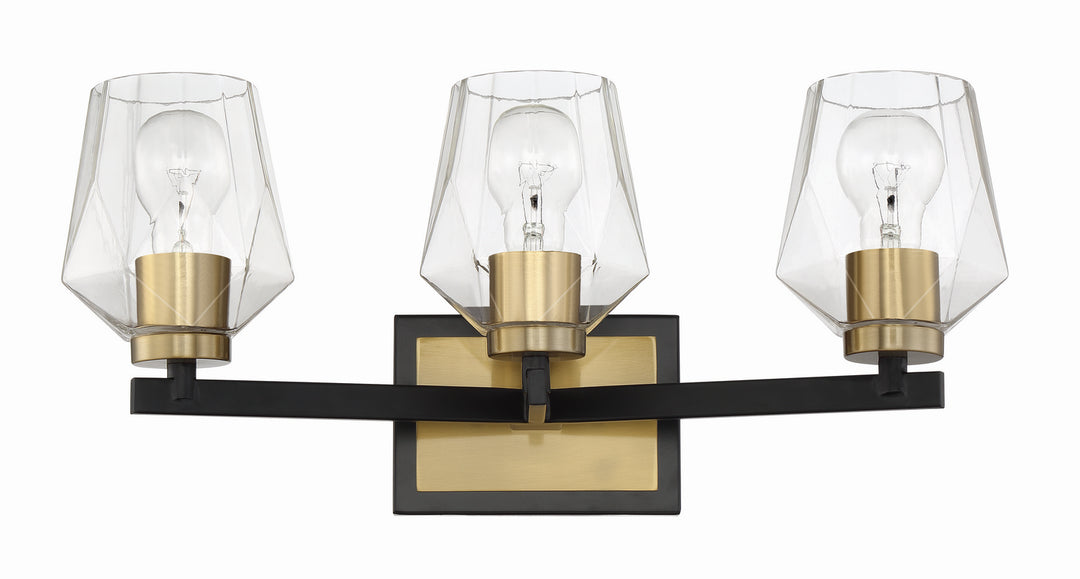 Avante Grand Three Light Vanity in Flat Black/Satin Brass - available from The Lighting Shoppe, trusted by Canadian homeowners