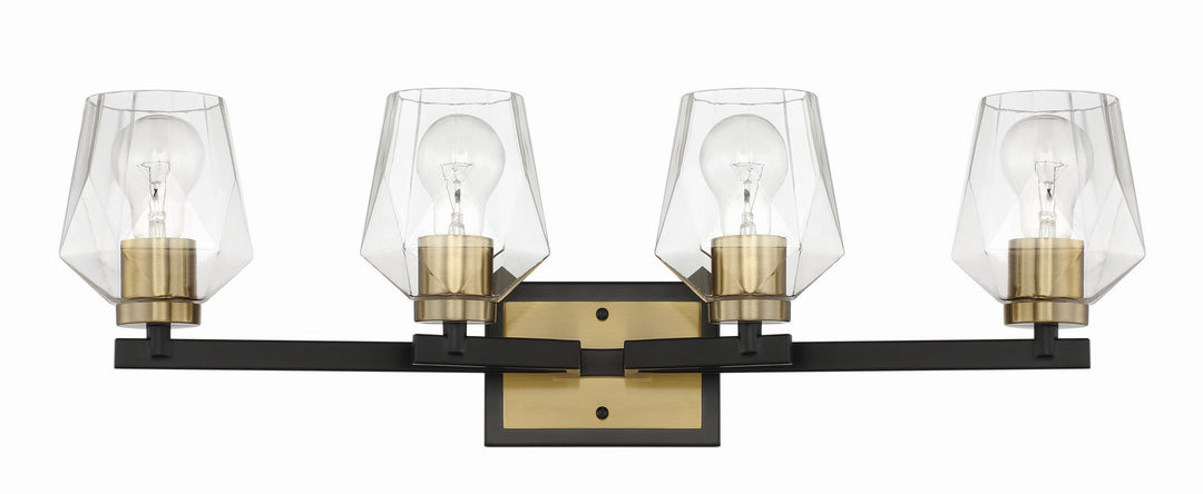 Avante Grand Four Light Vanity in Flat Black/Satin Brass - available from The Lighting Shoppe, trusted by Canadian homeowners
