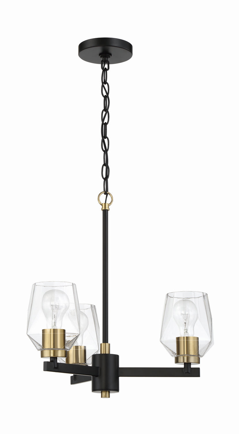 Avante Grand Three Light Chandelier in Flat Black/Satin Brass - available from The Lighting Shoppe, trusted by Canadian homeowners