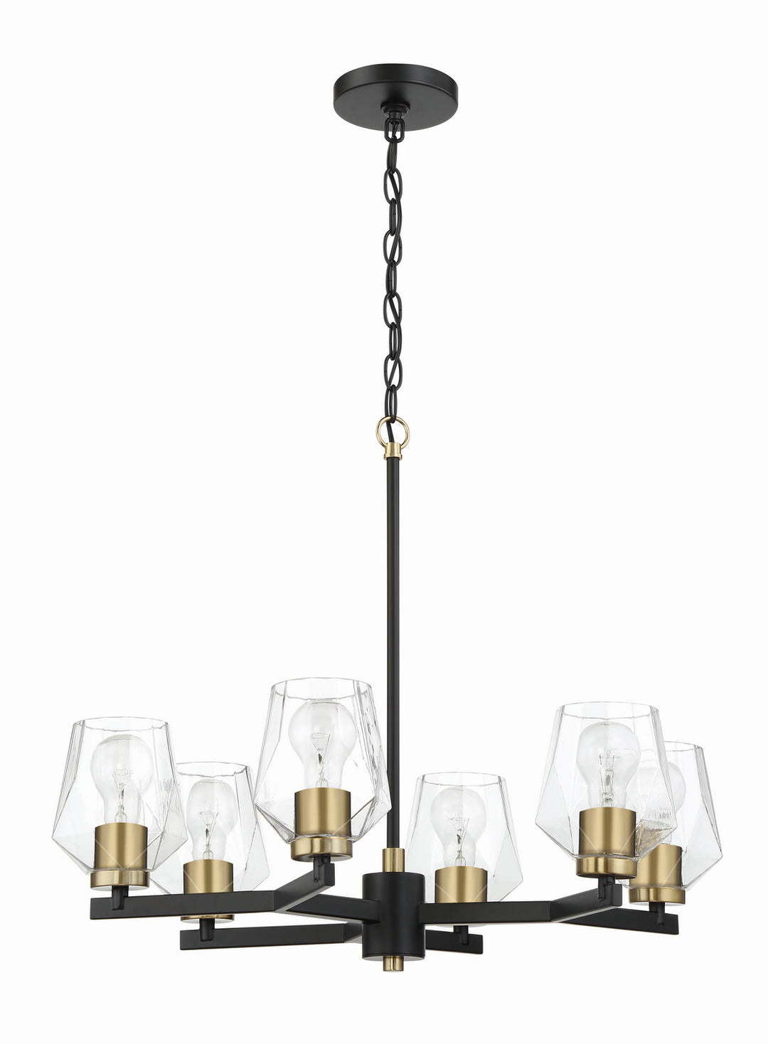 Avante Grand Six Light Chandelier in Flat Black/Satin Brass - available from The Lighting Shoppe, trusted by Canadian homeowners