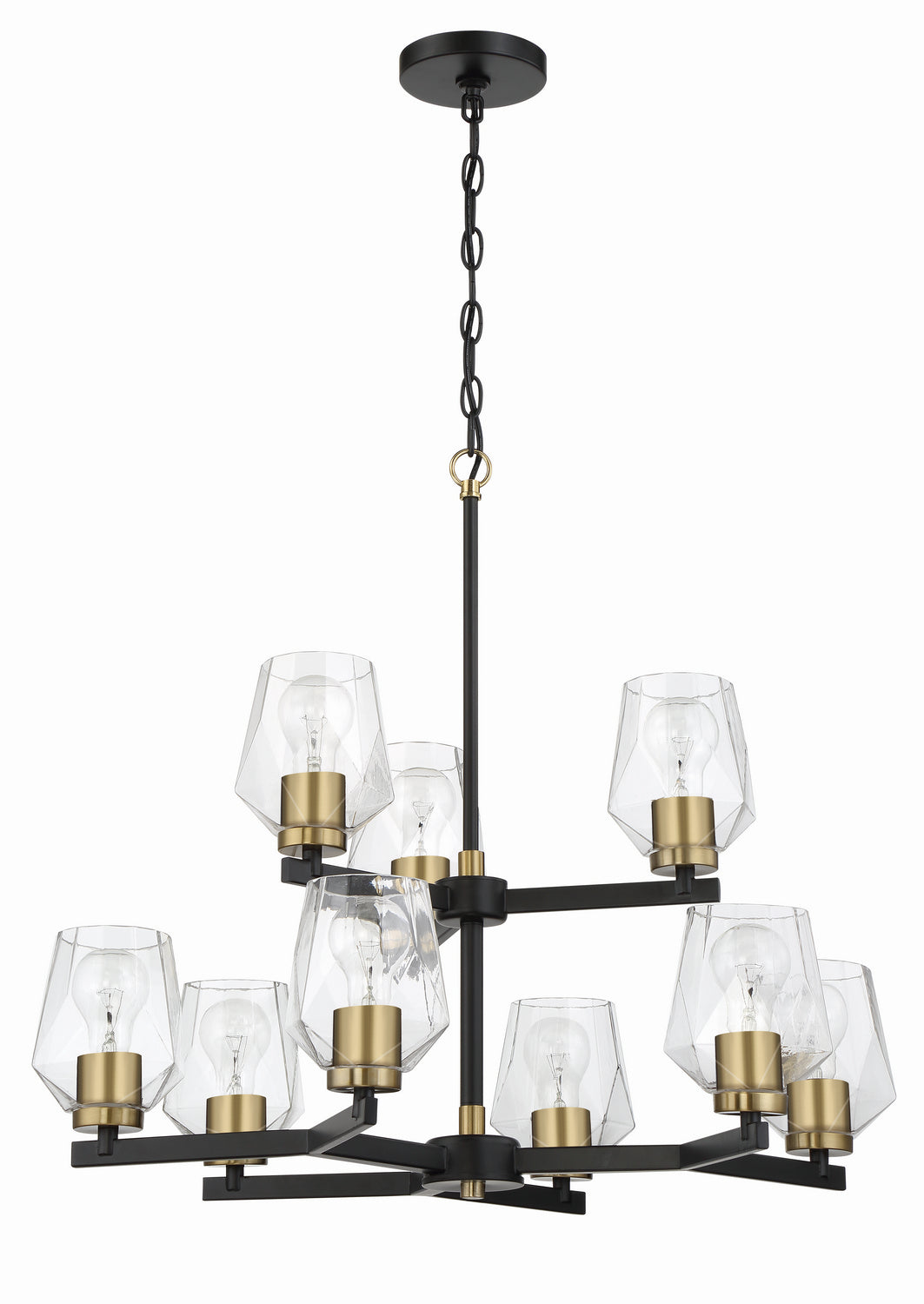 Avante Grand Nine Light Chandelier in Flat Black/Satin Brass - available from The Lighting Shoppe, trusted by Canadian homeowners