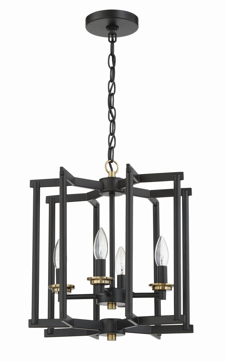 Avante Grand Four Light Foyer Pendant in Flat Black/Satin Brass - available from The Lighting Shoppe, trusted by Canadian homeowners